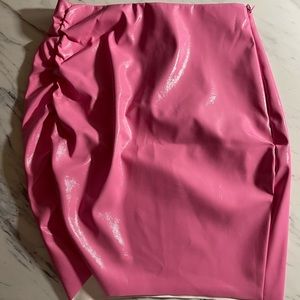 Express x karla exclusive collection pink latex ruched mini skirt nwt